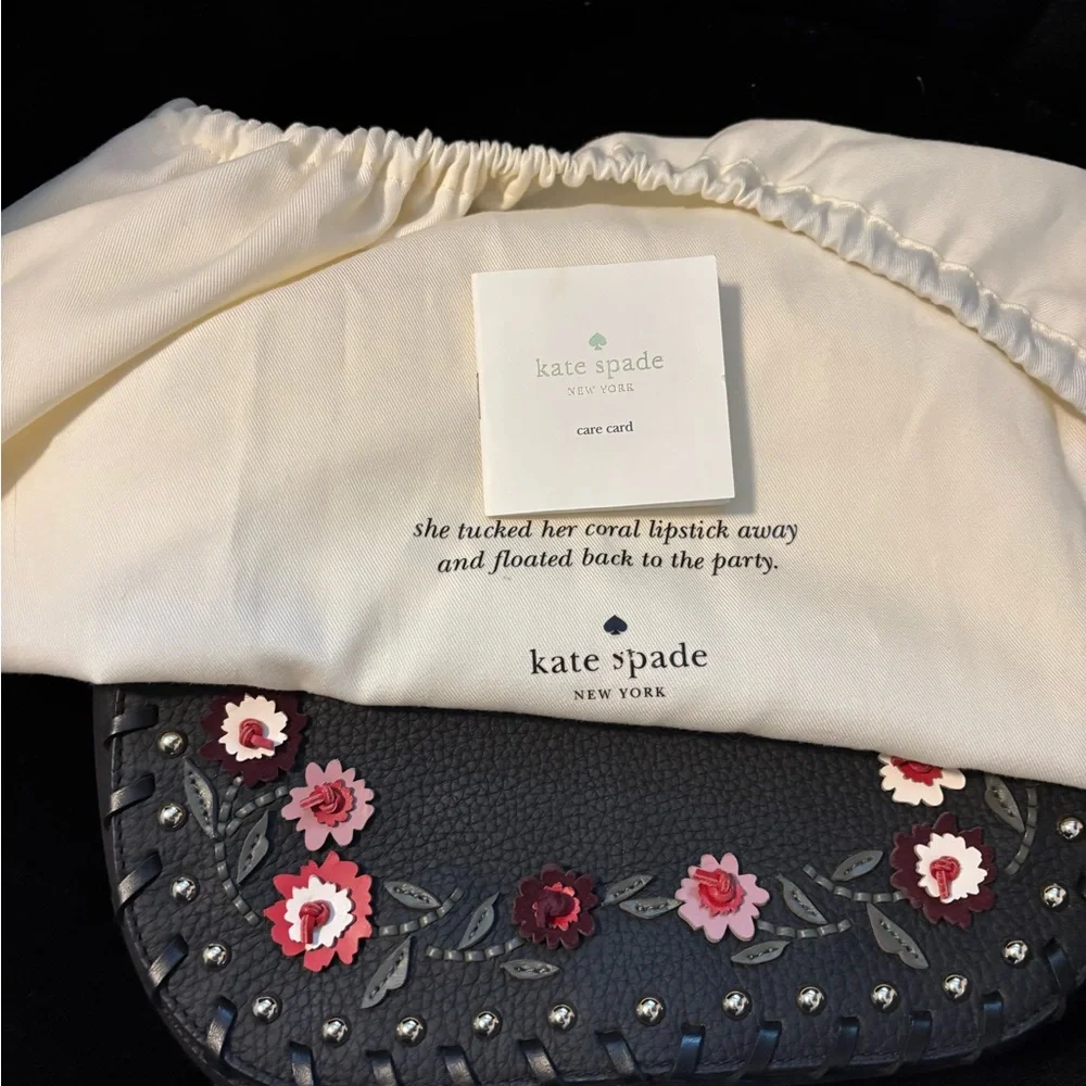 kate spade Madison Daniels drive embellished black leather crossbody
